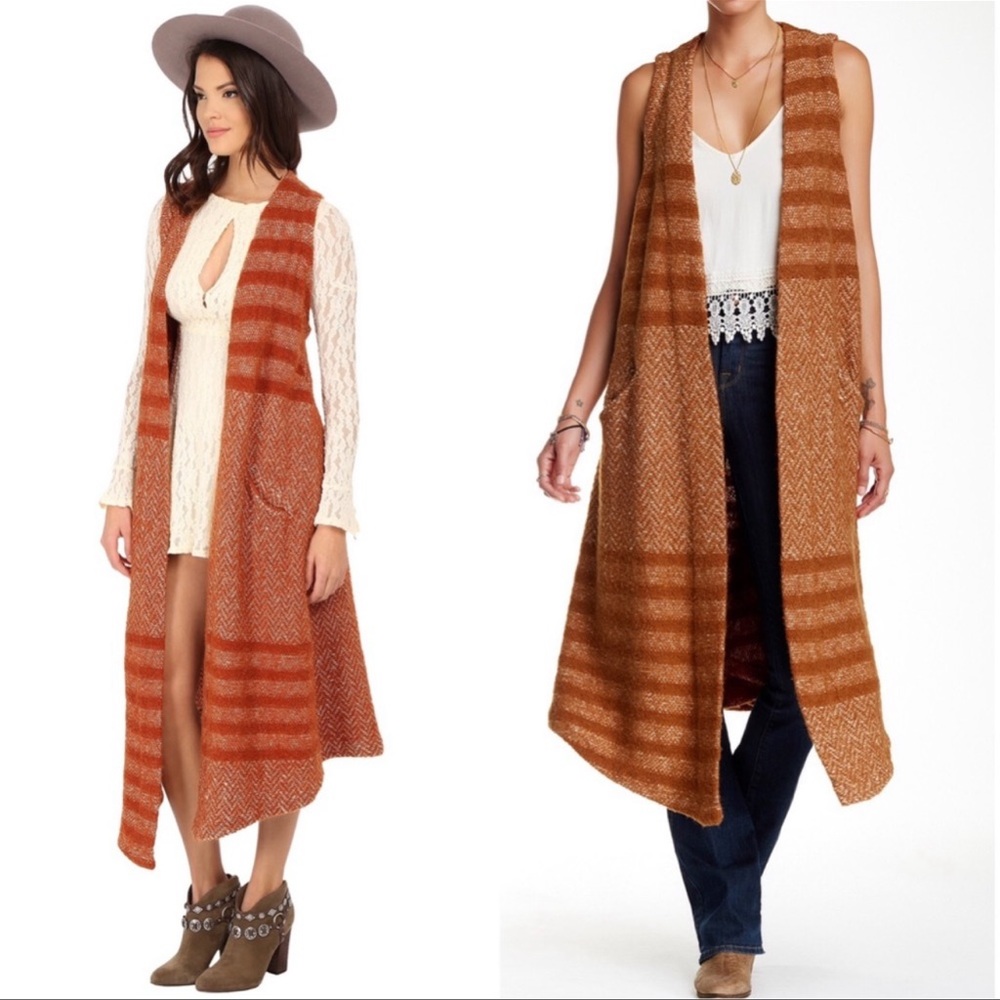 Free People Queens Park Maxi Knit Vest Size Large